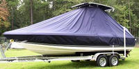 Century® 2102 Bay T-Top-Boat-Cover-Sunbrella-1399™ Custom fit TTopCover(tm) (Sunbrella(r) 9.25oz./sq.yd. solution dyed acrylic fabric) attaches beneath factory installed T-Top or Hard-Top to cover entire boat and motor(s)