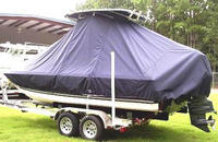 Century® 2102 Bay T-Top-Boat-Cover-Sunbrella-1399™ Custom fit TTopCover(tm) (Sunbrella(r) 9.25oz./sq.yd. solution dyed acrylic fabric) attaches beneath factory installed T-Top or Hard-Top to cover entire boat and motor(s)