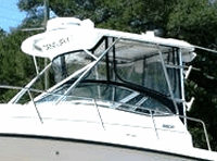 Photo of Century 3200WA Standard WindShield, 2004: Factory OEM Hard-Top, Front Connector, Side Curtains, Aft-Drop-Curtain, viewed from Port Front 