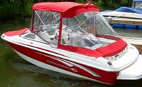 Photo of Chaparral 180 SSI, 2008: Bimini Top, Connector, Side Curtains, Aft Curtain, viewed from Port Rear 