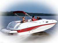 Photo of Chaparral 232 Sunesta, 2005: Bimini Top in Boot, viewed from Port Rear (Factory OEM website photo) 