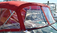 Photo of Chaparral 235 SSI, 2006: Bimini Top Conector, Side Curtains close up, viewed from Starboard Front 