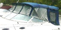 Photo of Chaparral 240 Signature, 2001: Bimini Top, Front Connector, Side Curtains, Camper Top, Camper Side and Aft Curtains closeup, viewed from Port Front 