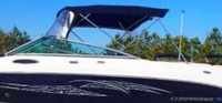 Chaparral® 256 SSI NO Radar Arch Bimini-Connector-OEM-T3™ Factory Front BIMINI CONNECTOR Eisenglass Window Set (also called Windscreen, typically 3 front panels, but 1 or 2 on some boats) zips between Bimini-Top (not included) and Windshield. (NO Bimini-Top OR Side-Curtains, sold separately), OEM (Original Equipment Manufacturer)