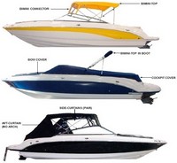 Chaparral® 256 SSX No Arch Bimini-Aft-Curtain-OEM-T5™ Factory Bimini AFT CURTAIN with Eisenglass window(s) for Bimini-Top (not included) angles back to Transom area (not vertical), OEM (Original Equipment Manufacturer)
