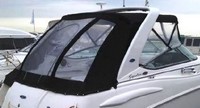 Chaparral® 270 Signature Canvas Under Radar Arch Bimini-Connector-OEM-T2™ Factory Front BIMINI CONNECTOR Eisenglass Window Set (also called Windscreen, typically 3 front panels, but 1 or 2 on some boats) zips between Bimini-Top (not included) and Windshield. (NO Bimini-Top OR Side-Curtains, sold separately), OEM (Original Equipment Manufacturer)