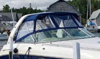 Photo of Chaparral 285 SSI Radar Arch, 2003: Bimini Top, Front Connector, Side Curtains, viewed from Starboard Front 