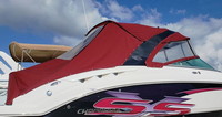 Chaparral® 287 SSX Radar Arch Camper-Top-Aft-Curtain-OEM-T4™ Factory Camper AFT CURTAIN with clear Eisenglass windows zips to back of OEM Camper Top and Side Curtains (not included) and connects to Transom, OEM (Original Equipment Manufacturer)