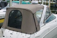 Chaparral® 290 Signature Canvas To Arch Camper-Top-Aft-Curtain-OEM-T4™ Factory Camper AFT CURTAIN with clear Eisenglass windows zips to back of OEM Camper Top and Side Curtains (not included) and connects to Transom, OEM (Original Equipment Manufacturer)