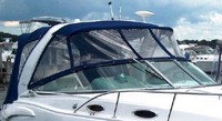 Chaparral® 290 Signature Canvas To Arch Bimini-Connector-OEM-T5.5™ Factory Front BIMINI CONNECTOR Eisenglass Window Set (also called Windscreen, typically 3 front panels, but 1 or 2 on some boats) zips between Bimini-Top (not included) and Windshield. (NO Bimini-Top OR Side-Curtains, sold separately), OEM (Original Equipment Manufacturer)