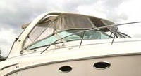 Photo of Chaparral 320 Signature Arch, 2003: Bimini Top, Front Connector open, Side Curtains, Camper Top, viewed from Starboard Front 