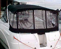Chaparral® 320 Signature Arch Camper-Top-Aft-Curtain-OEM-T3™ Factory Camper AFT CURTAIN with clear Eisenglass windows zips to back of OEM Camper Top and Side Curtains (not included) and connects to Transom, OEM (Original Equipment Manufacturer)