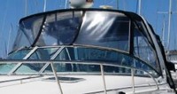 Chaparral® 350 Signature Arch Bimini-Connector-OEM-T4.5™ Factory Front BIMINI CONNECTOR Eisenglass Window Set (also called Windscreen, typically 3 front panels, but 1 or 2 on some boats) zips between Bimini-Top (not included) and Windshield. (NO Bimini-Top OR Side-Curtains, sold separately), OEM (Original Equipment Manufacturer)