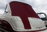 Chaparral® 370 Signature Hard-Top Hard-Top-Aft-Curtain-OEM-T4™ Factory Hard Top AFT CURTAIN connects from Hard-Top to Transom, often with Eisenglass window(s), OEM (Original Equipment Manufacturer)