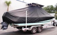 Chris Craft® Catalina 26CC T-Top-Boat-Cover-Elite-1699™ Custom fit TTopCover(tm) (Elite(r) Top Notch(tm) 9oz./sq.yd. fabric) attaches beneath factory installed T-Top or Hard-Top to cover boat and motors