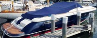 Photo of Chris Craft Corsair 36 Heritage Edition, 2008: Cockpit Cover Captain-Navy Sunbrella, viewed from Starboard Rear 