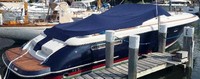 Photo of Chris Craft Corsair 36, 2008: Cockpit Cover Captain-Navy Sunbrella, viewed from Starboard Rear 