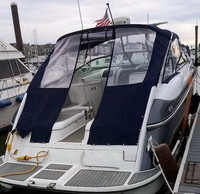 Photo of Cobalt 360, 2004: Aft Sunshade Top, Sunshade Top Enclosure Curtains, viewed from Starboard Rear 