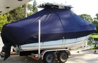 Cobia® 216CC T-Top-Boat-Cover-Wmax-949™ Custom fit TTopCover(tm) (WeatherMAX(tm) 8oz./sq.yd. solution dyed polyester fabric) attaches beneath factory installed T-Top or Hard-Top to cover entire boat and motor(s)