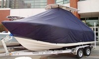 Cobia® 220CC T-Top-Boat-Cover-Elite-1099™ Custom fit TTopCover(tm) (Elite(r) Top Notch(tm) 9oz./sq.yd. fabric) attaches beneath factory installed T-Top or Hard-Top to cover boat and motors