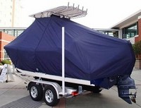 Cobia® 220CC T-Top-Boat-Cover-Wmax-949™ Custom fit TTopCover(tm) (WeatherMAX(tm) 8oz./sq.yd. solution dyed polyester fabric) attaches beneath factory installed T-Top or Hard-Top to cover entire boat and motor(s)