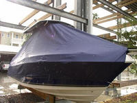 Cobia® 236CC T-Top-Boat-Cover-Sunbrella™ Custom fit TTopCover(tm) (Sunbrella(r) 9.25oz./sq.yd. solution dyed acrylic fabric) attaches beneath factory installed T-Top or Hard-Top to cover entire boat and motor(s)
