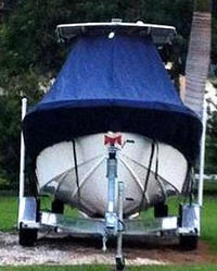Competition® 25CC T-Top-Boat-Cover-Sunbrella-1849™ Custom fit TTopCover(tm) (Sunbrella(r) 9.25oz./sq.yd. solution dyed acrylic fabric) attaches beneath factory installed T-Top or Hard-Top to cover entire boat and motor(s)