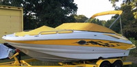 Photo of Crownline 220 EX, 2007: Bimini Top in Boot, Bow Cover Cockpit Cover, viewed from Port Front 