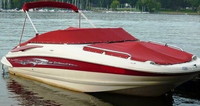 Photo of Crownline 220 EX, 2007: Bimini Top in Boot, Bow Cover Cockpit Cover, viewed from Starboard Front 