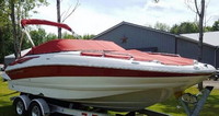 Photo of Crownline 220 EX, 2008: Bimini Top in Boot, Bow Cover Cockpit Cover, viewed from Starboard Front 