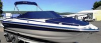 Photo of Crownline 230 LS, 2007: Bimini Top in Boot, Bow Cover Cockpit Cover Blue, viewed from Starboard Front 