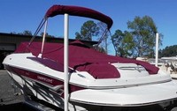 Photo of Crownline 230 LS, 2007: Bimini Top in Boot, Cockpit Cover Sunbrella Jockey Red, viewed from Port Rear 