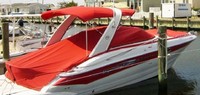 Photo of Crownline 320 LS Arch, 2007: Bimini Top, Arch-Aft-Top, Bow Cover Cockpit Cover, viewed from Starboard Rear 