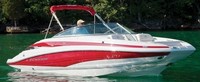 Photo of Crownline E4 NO Arch or Tower, 2013: Bimini Top in Boot, viewed from Starboard Front (Factory OEM website photo) 