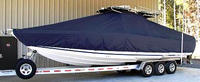 Donzi® 35 ZF Open T-Top-Boat-Cover-Wmax-2649™ Custom fit TTopCover(tm) (WeatherMAX(tm) 8oz./sq.yd. solution dyed polyester fabric) attaches beneath factory installed T-Top or Hard-Top to cover entire boat and motor(s)