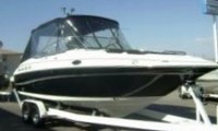 Photo of Ebbtide 2700 SS Cuddy Bow Rider, 2008: Bimini Top, Front Connector, Side Curtains, viewed from Starboard Front 