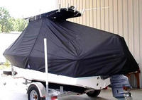 Edgewater® 188CC T-Top-Boat-Cover-Elite-949™ Custom fit TTopCover(tm) (Elite(r) Top Notch(tm) 9oz./sq.yd. fabric) attaches beneath factory installed T-Top or Hard-Top to cover boat and motors