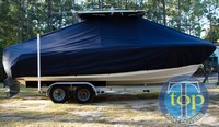 Photo of Edgewater 245CC 20xx T-Top Boat-Cover, viewed from Starboard Side 