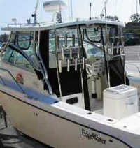 Photo of Edgewater 265 Express, 2004: Factory OEM Hard-Top Hard-Top, Connector, Side Curtains, Aft-Drop-Curtain, viewed from Port Rear 