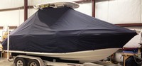 Everglades® 210CC T-Top-Boat-Cover-Wmax-949™ Custom fit TTopCover(tm) (WeatherMAX(tm) 8oz./sq.yd. solution dyed polyester fabric) attaches beneath factory installed T-Top or Hard-Top to cover entire boat and motor(s)