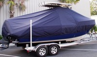 Everglades® 230CC T-Top-Boat-Cover-Sunbrella-1399™ Custom fit TTopCover(tm) (Sunbrella(r) 9.25oz./sq.yd. solution dyed acrylic fabric) attaches beneath factory installed T-Top or Hard-Top to cover entire boat and motor(s)