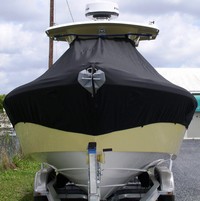 Everglades® 270CC T-Top-Boat-Cover-Sunbrella-2199™ Custom fit TTopCover(tm) (Sunbrella(r) 9.25oz./sq.yd. solution dyed acrylic fabric) attaches beneath factory installed T-Top or Hard-Top to cover entire boat and motor(s)