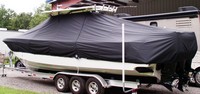 Everglades® 350LX T-Top-Boat-Cover-Elite-2899™ Custom fit TTopCover(tm) (Elite(r) Top Notch(tm) 9oz./sq.yd. fabric) attaches beneath factory installed T-Top or Hard-Top to cover boat and motors
