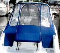 Formula® 310 SS Arch Camper-Top-Aft-Curtain-OEM-T5.5™ Factory Camper AFT CURTAIN with clear Eisenglass windows zips to back of OEM Camper Top and Side Curtains (not included) and connects to Transom, OEM (Original Equipment Manufacturer)
