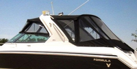 Photo of Formula 330 SS, 2005: Bimini Top, Front Connector, Side Curtains, Camper Top, Camper Side and Aft Curtains, viewed from Port Rear 