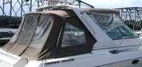 Photo of Formula 34 PC, 2000: Bimini Top, Front Connector, Side Curtains, Camper Top, Camper Side and Aft Curtains Toast Tweed, viewed from Starboard Rear 