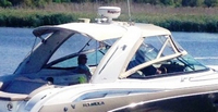 Photo of Formula 350 Sun Sport, 2008: Bimini Top, Front Connector, Side Curtains, Camper Top, viewed from Starboard Rear 