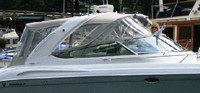 Photo of Formula 370 SS Aluminum WindShield, 2005: Bimini Top, Connector, Side Curtains, Camper Top, Camper Side and Aft Curtains, viewed from Starboard Side 