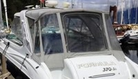 Photo of Formula 370 SS Aluminum WindShield, 2005: Bimini Top, Side Curtains, Camper Top, Camper Side and Aft Curtains, viewed from Port Rear 