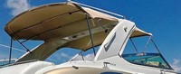 Photo of Formula 370 SS Stainless WindShield, 2012: Bimini Top, Camper Top, Arch Connections, viewed from Port Rear 